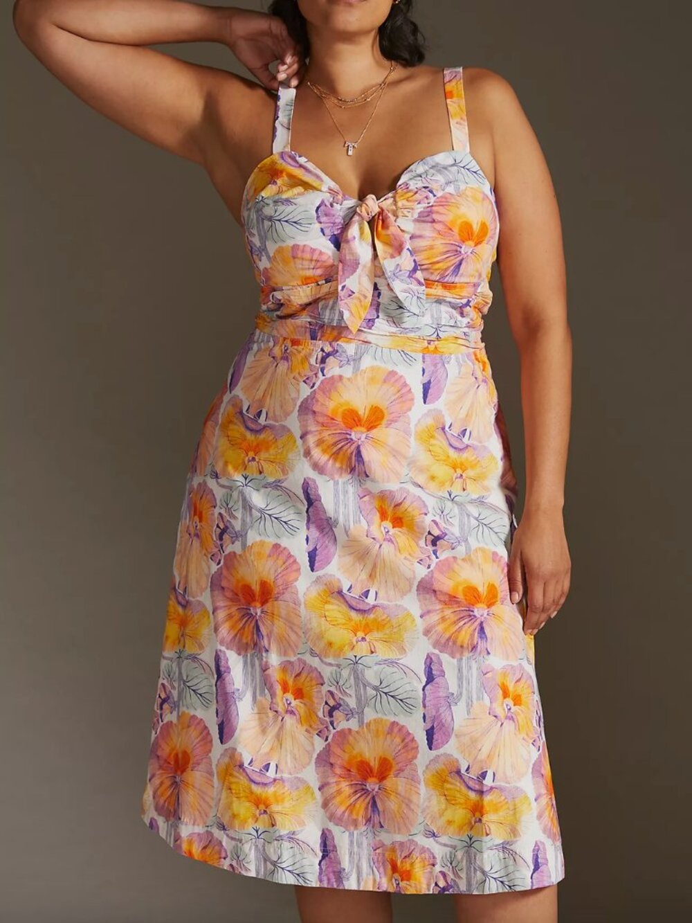 Anthropologie x Cecilia Pettersson • Cotton Floral Tie-Front Midi Dress • 18W